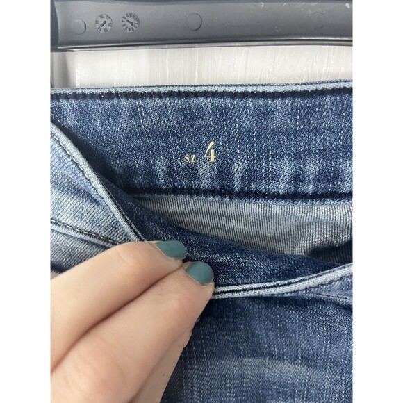 White House Black Market Women's Blue Solid Mid Rise Straight Jeans Size 4 - Picture 5 of 6